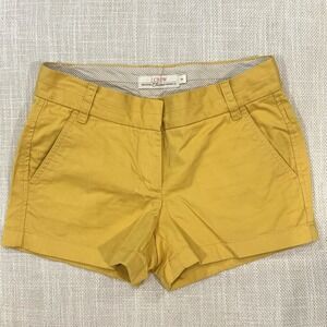J Crew Chino 100% Cotton Broken in Shorts Sz 2 Mustard Yellow